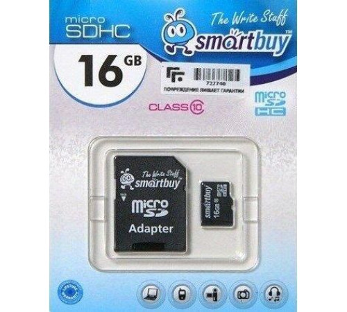 SMARTBUY (SB16GBSDCL10-01LE) MicroSDHC 16GB Class10 LE + адаптер