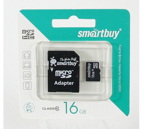 SMARTBUY (SB16GBSDCL10-01LE) MicroSDHC 16GB Class10 LE + адаптер