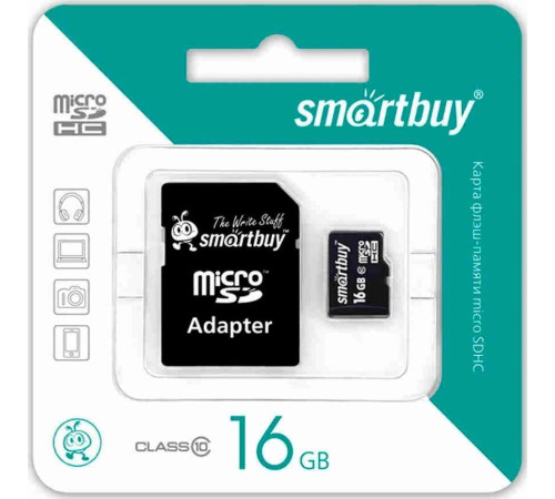 SMARTBUY (SB16GBSDCL10-01LE) MicroSDHC 16GB Class10 LE + адаптер