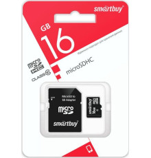 SMARTBUY (SB16GBSDCL10-01LE) MicroSDHC 16GB Class10 LE + адаптер