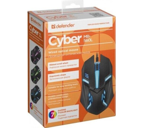 Мышь DEFENDER (52560) СYBER MB-560L черный