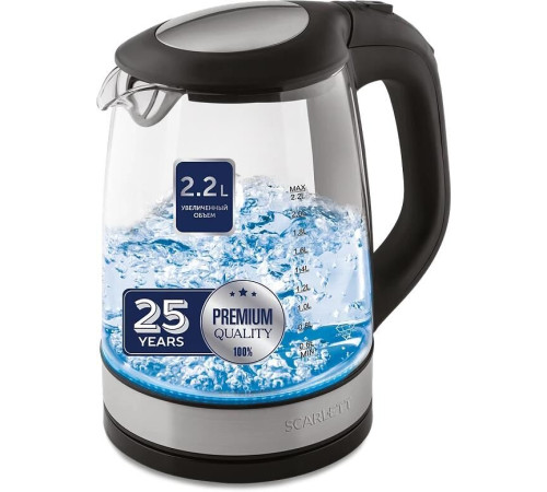 Чайник электрический SCARLETT SC-EK27G19 черное стекло 2,2л