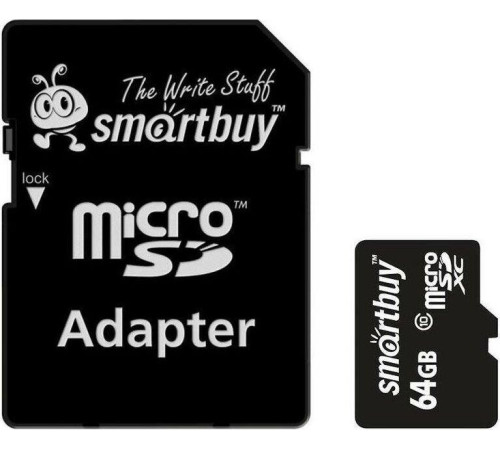 SMARTBUY (SB64GBSDCL10-01LE) MicroSDXC 64GB Class10 LE + адаптер