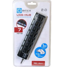 Концентраторы USB 5BITES HB27-203PBK 7*USB2.0 / БП 5В-2А / 1M / BLACK