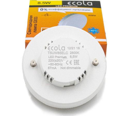 ECOLA T5UW85ELC PREMIUM GX53/8,5W/2800K матовое стекло