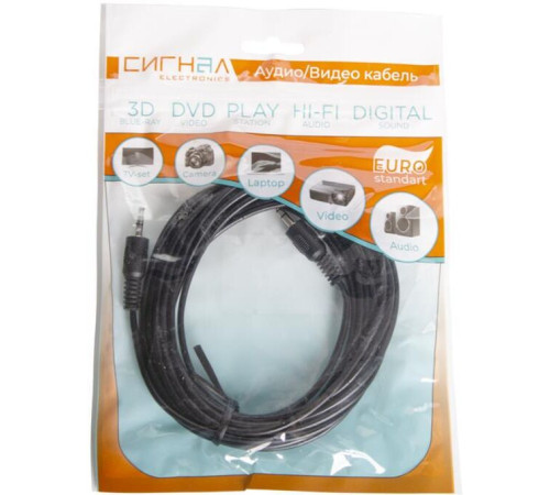 Кабель СИГНАЛ (4540) шнур 3,5Дж-3,5Дж 5,0 м