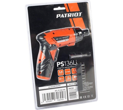 PATRIOT 180201303 PS 136 3,6В, 1аккум