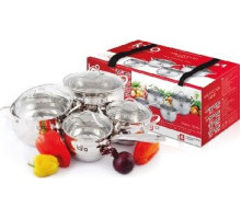 LARA LR02-87 APPLE 8 предметов (сотейник 2.1л, кастрюли: 2.1л, 3.7л, 6.1л)