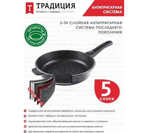 ТРАДИЦИЯ ТГ2285 а/пр литая 28см съемн/руч Гранит