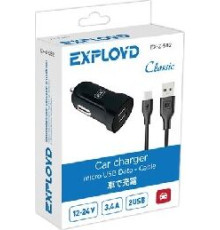 EXPLOYD EX-Z-582 micro USB 3.4А 2.4А+1А 2хUSB чёрный