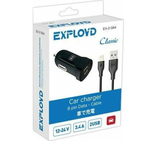 EXPLOYD EX-Z-584 8 Pin 3.4А 2.4А+1А 2хUSB чёрный