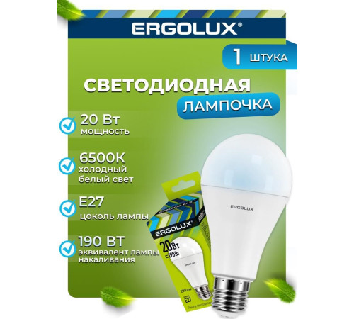 ERGOLUX (13184) LED-A65-20W-E27-6K