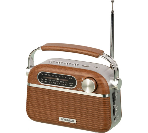 Радиоприемник HYUNDAI H-PSR200 дерево коричневое/серебро
