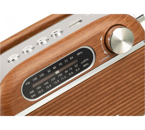 Радиоприемник HYUNDAI H-PSR200 дерево коричневое/серебро