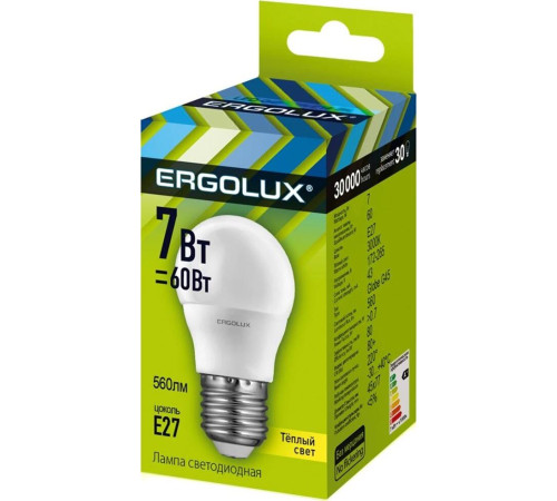 ERGOLUX (12143) LED-G45-7W-E27-3K