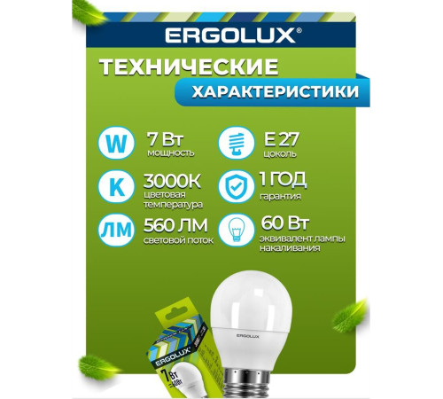 ERGOLUX (12143) LED-G45-7W-E27-3K