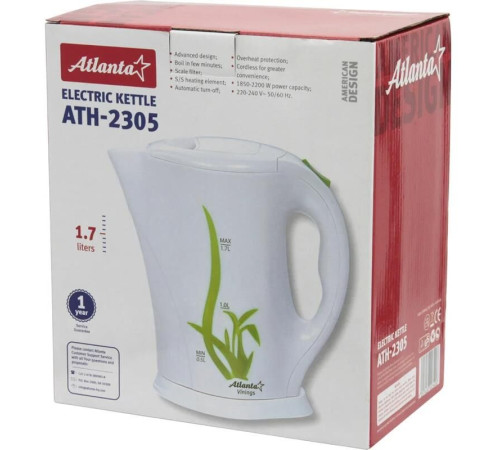 ATLANTA ATH-2305 (1,7л. пластик) белый\зеленый