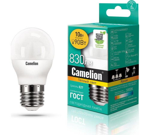 CAMELION (13566) LED10-G45/830/E27/3000K