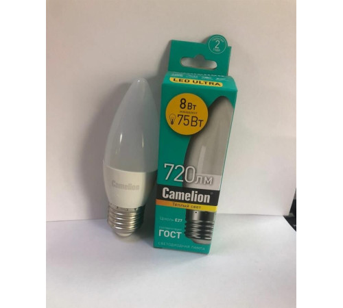 CAMELION (12389) LED8-C35/830/E27/8ВТ/3000К