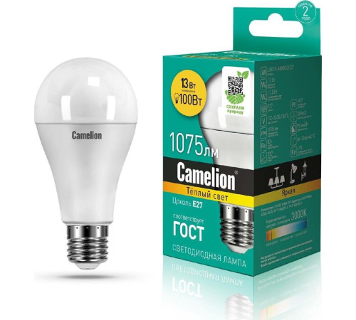 CAMELION (12045) LED13-A60/830/E27/13Вт/3000K