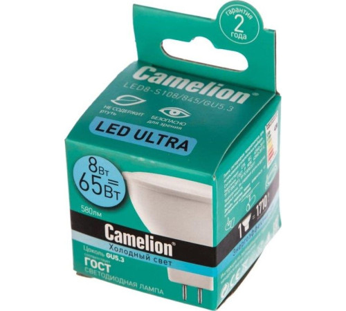 CAMELION (12872) LED8-S108/845/GU5.3/8Вт