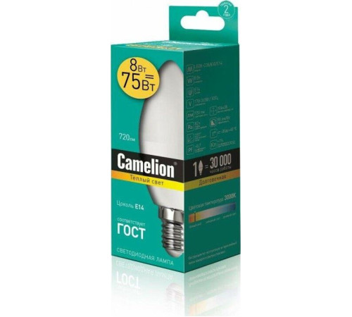 CAMELION (12385) LED8-C35/830/E14/3000К