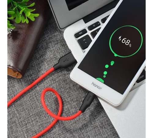 HOCO (6957531071396) X21 USB (m)-microUSB (m) 1.0м - черный/красный