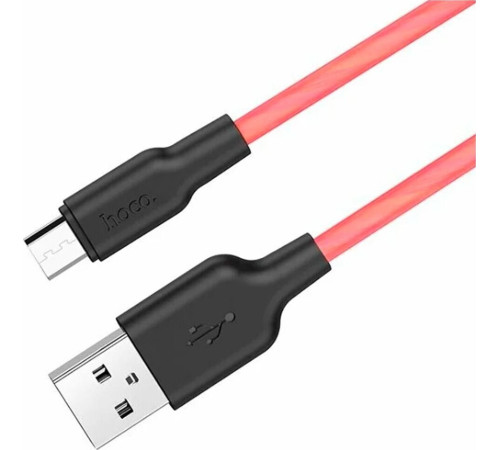 HOCO (6957531071396) X21 USB (m)-microUSB (m) 1.0м - черный/красный