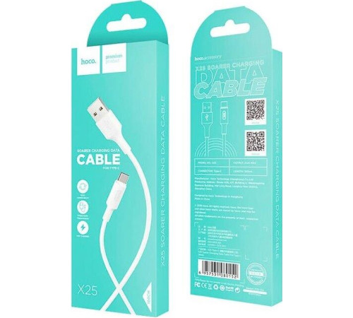 HOCO (6957531080152) X25 USB (m) - TYPE-C (m) 1m - силикон белый