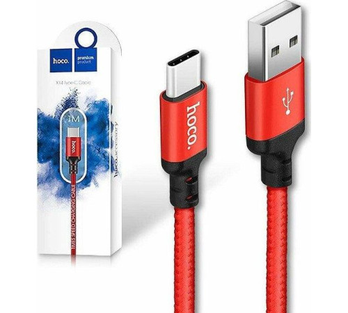 HOCO (6957531062875) X14 USB (m)-Type-C (m) 1.0м - красный/черный