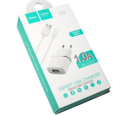 HOCO (6957531047742) C11 1USB 1A MICRO USB 1м белый