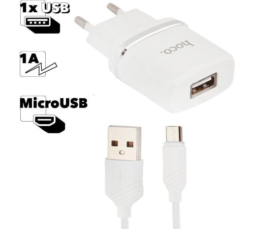 HOCO (6957531047742) C11 1USB 1A MICRO USB 1м белый