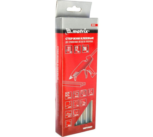 MATRIX Стержни клеевые, 11 x 200 мм, прозрачные, 12 шт. 930730