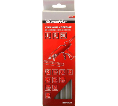 MATRIX Стержни клеевые, 11 x 200 мм, прозрачные, 12 шт. 930730
