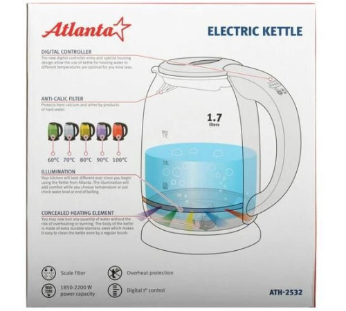 ATLANTA ATH-2532 (1,7л. стекло) черный