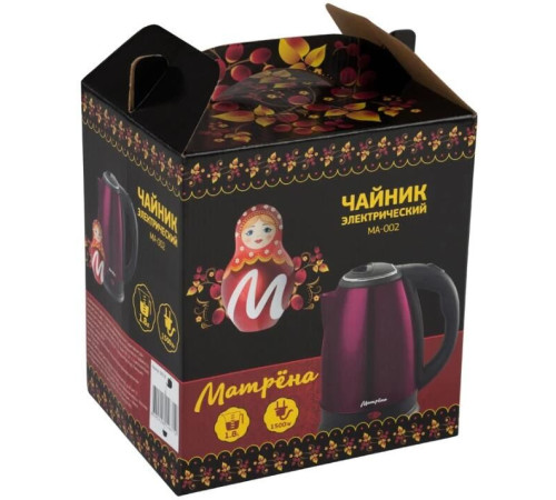 МАТРЁНА MA-002 электрический (1,8 л) стальной бордовый