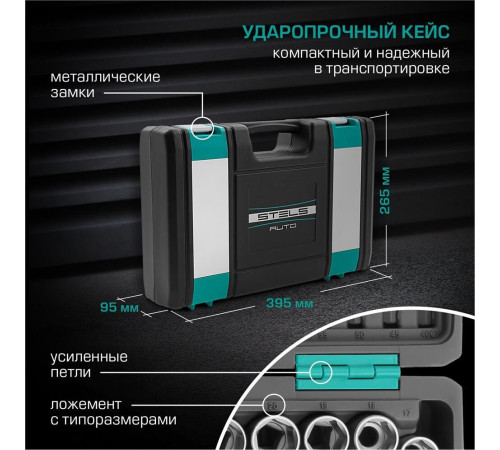 STELS Набор инструментов 109 предметов 12 гранные головки// STELS 14122