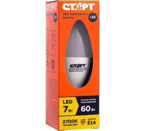 СТАРТ (17282) LEDCANDLE E14 7W30 WS