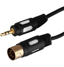 REXANT (17-2502) ШНУР DIN 5 PIN - STEREO 3,5 ММ, ДЛИНА 1,5 МЕТРА (GOLD)