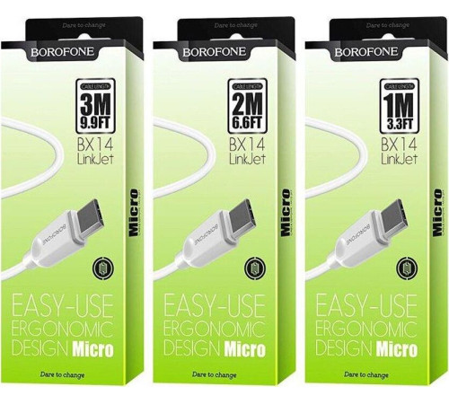 BOROFONE (6957531089988) BX14 USB-microUSB 2.4A 1м белый