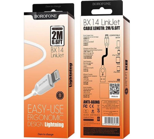 BOROFONE (6957531089988) BX14 USB-microUSB 2.4A 1м белый