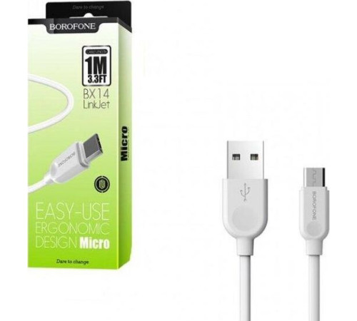 BOROFONE (6957531089988) BX14 USB-microUSB 2.4A 1м белый