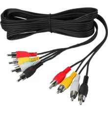 REXANT (17-0304) ШНУР 4 RCA - 4 RCA, ДЛИНА 3 МЕТРА, ЧЕРНЫЙ