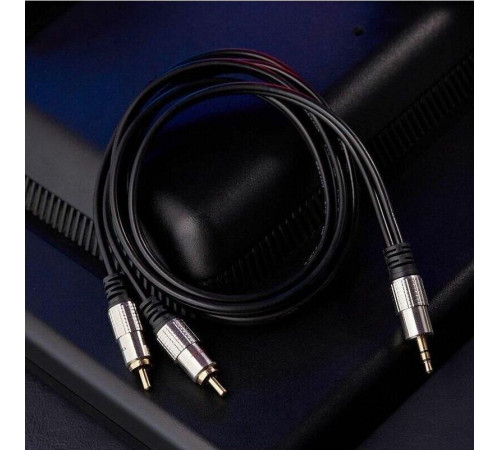 REXANT (17-4224) ШНУР СТЕРЕО 3,5 ММ - 2 RCA, ДЛИНА 3 МЕТРА (GOLD-МЕТАЛЛ)