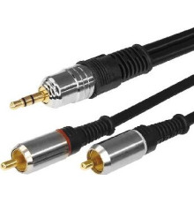 REXANT (17-4224) ШНУР СТЕРЕО 3,5 ММ - 2 RCA, ДЛИНА 3 МЕТРА (GOLD-МЕТАЛЛ)