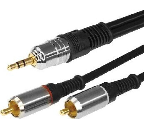 REXANT (17-4224) ШНУР СТЕРЕО 3,5 ММ - 2 RCA, ДЛИНА 3 МЕТРА (GOLD-МЕТАЛЛ)