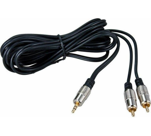 REXANT (17-4225) ШНУР СТЕРЕО 3,5 ММ - 2 RCA, ДЛИНА 5 МЕТРОВ (GOLD-МЕТАЛЛ)