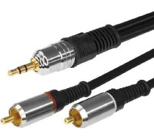 REXANT (17-4225) ШНУР СТЕРЕО 3,5 ММ - 2 RCA, ДЛИНА 5 МЕТРОВ (GOLD-МЕТАЛЛ)