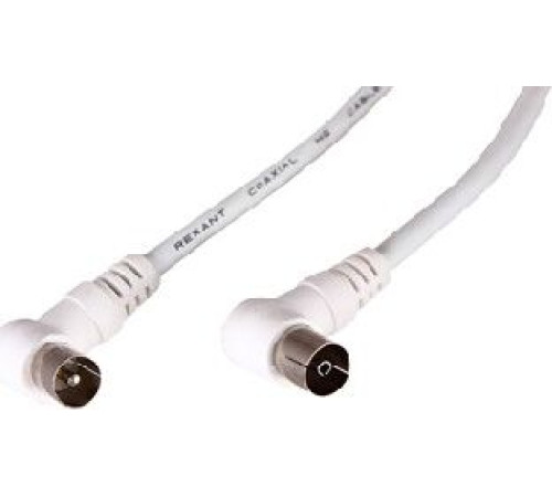 REXANT (18-0024) ШНУР ТВ ГНЕЗДО - ТВ ШТЕКЕР, УГЛОВОЙ, ДЛИНА 3 МЕТРА, БЕЛЫЙ