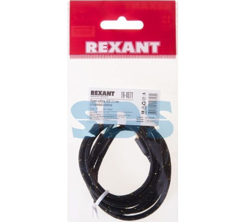 REXANT (18-4071) АУДИОКАБЕЛЬ AUX 3.5 ММ В ТКАНЕВОЙ ОПЛЕТКЕ 1 М ЧЕРНЫЙ